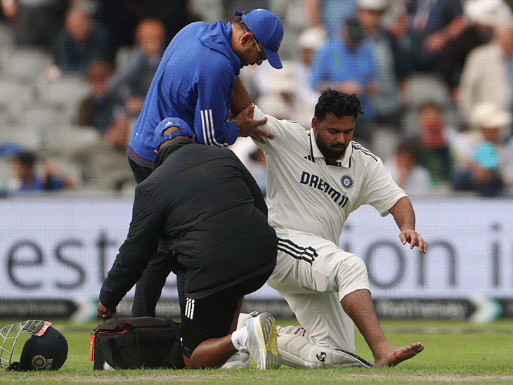 ऋषभ पंत टेस्ट सीरीज से बाहर:इंग्लैंड के खिलाफ चौथे टेस्ट के पहले दिन इंजर्ड हुए, पैर का अंगूठा फ्रैक्चर, 6 हफ्ते का आराम