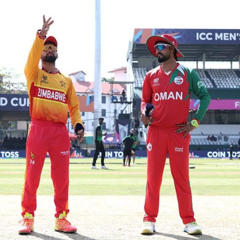टी-20 वर्ल्डकप- जिम्बाब्वे ने टॉस जीतकर गेंदबाजी चुनी:ओमान से पहली बार वर्ल्ड कप मैच खेलेगी; स्पिन पिच पर लो-स्कोरिंग थ्रिलर की उम्मीद