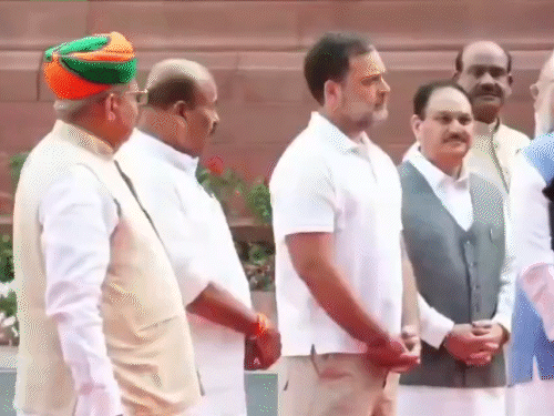 मोदी-राहुल संसद परिसर में मिले, हाथ जोड़कर अभिवादन किया:महात्मा फुले जयंती कार्यक्रम के बाद बातचीत की; देखें फोटो-वीडियो