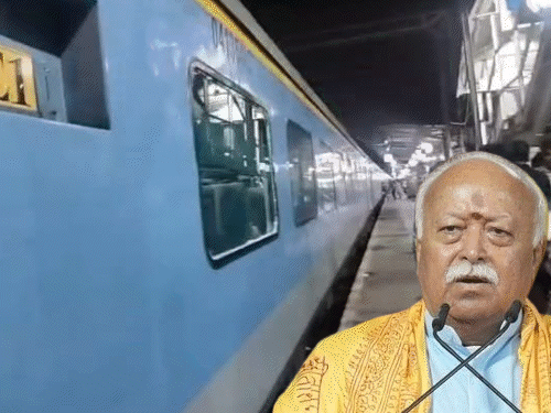 RSS प्रमुख मोहन भागवत की ट्रेन पर पथराव:फिरोजाबाद में शताब्दी एक्सप्रेस का E-1 कोच बना निशाना, कानपुर से दिल्ली जा रहे थे
