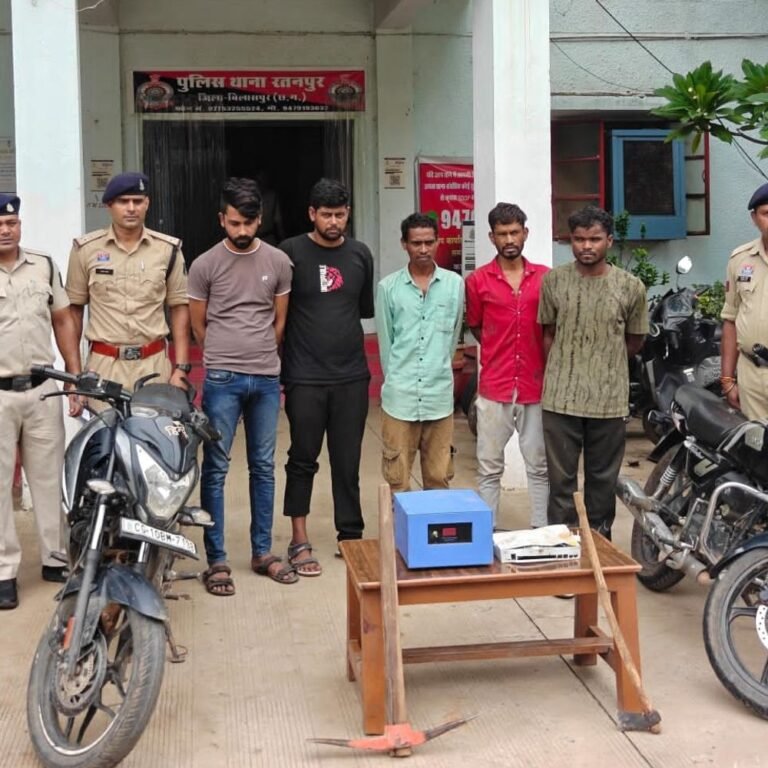 बेलतरा बैंक सेंधमारी…पांच आरोपी गिरफ्तार:सीसीटीवी में कैद हुए चोर, पुलिस ने औजार और बाइक बरामद की