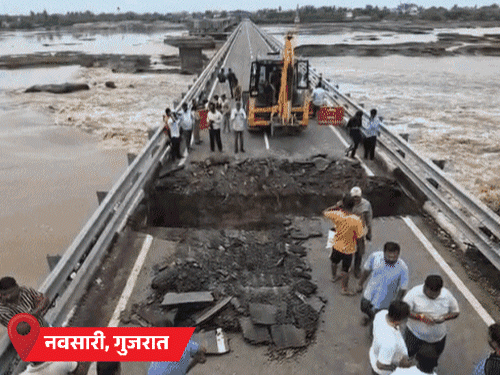 मुंबई में 12 घंटे में 200mm बारिश, स्कूल-कॉलेज बंद:गुजरात में अंबिका नदी के पुल का एक हिस्सा बहा; एमपी-ओडिशा में बारिश का रेड अलर्ट