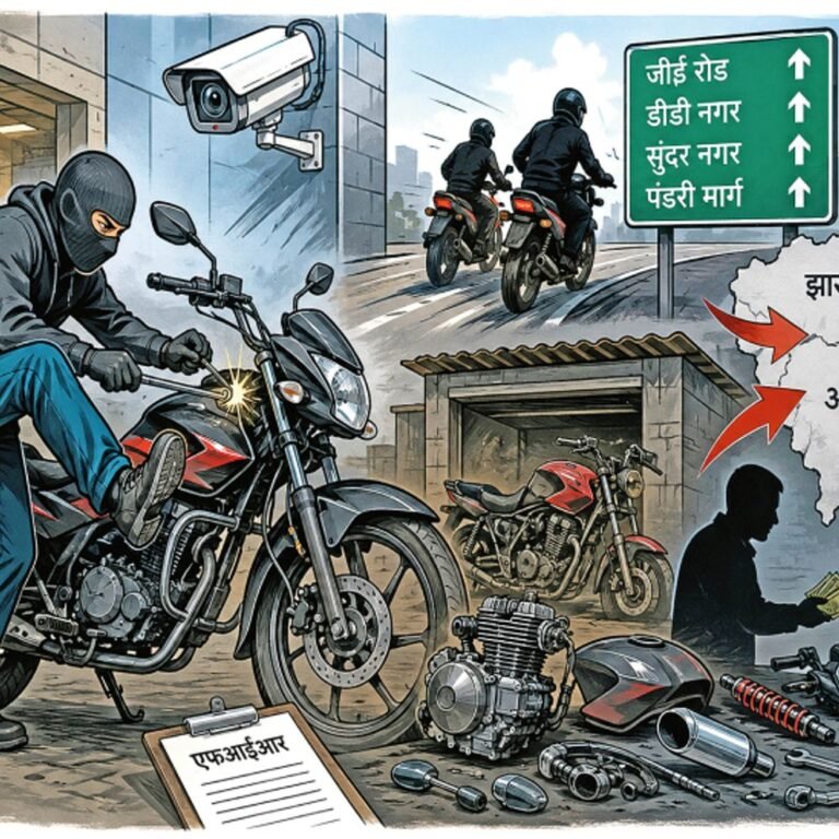 चोरी के पार्ट्स ओडिशा-झारखंड में बेच रहे:18 माह में 1505 बाइक चोरी, जब्ती सिर्फ 273 की; जीई रोड बना चोरों का सेफ जोन
